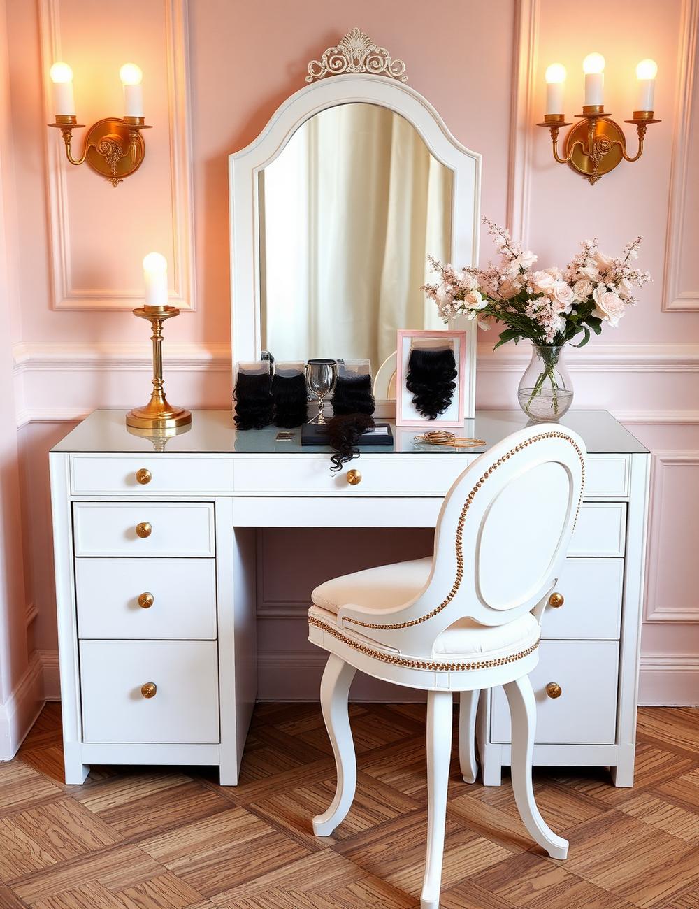 Luxury vanity displaying HD lace pieces